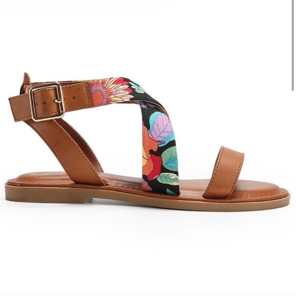 Dolce Mojo Moxy Floral Strap Sandals Cognac 9 - Picture 2 of 16